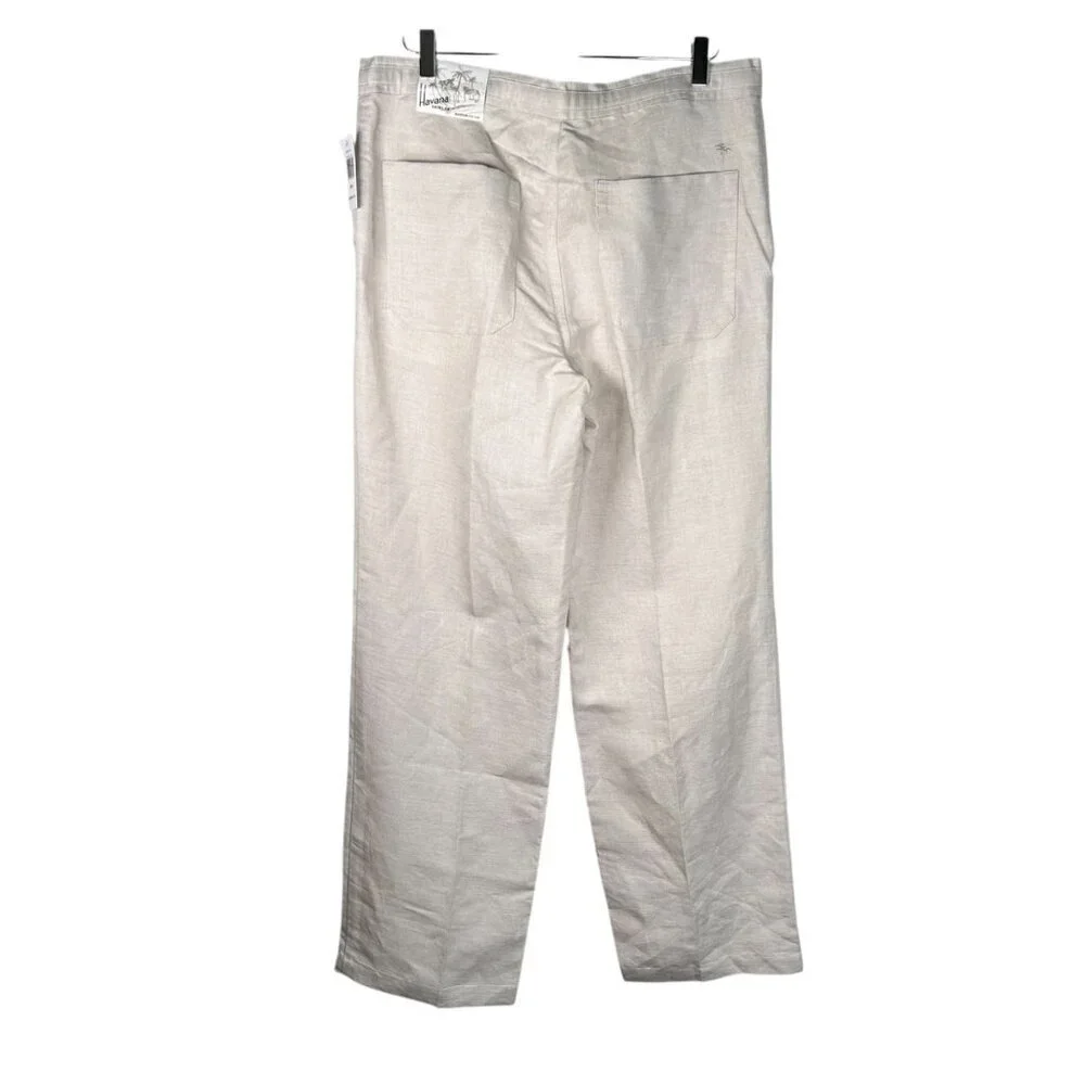 Havana Shirt Co Size Medium 32/34 Men Linen Pants Khaki
